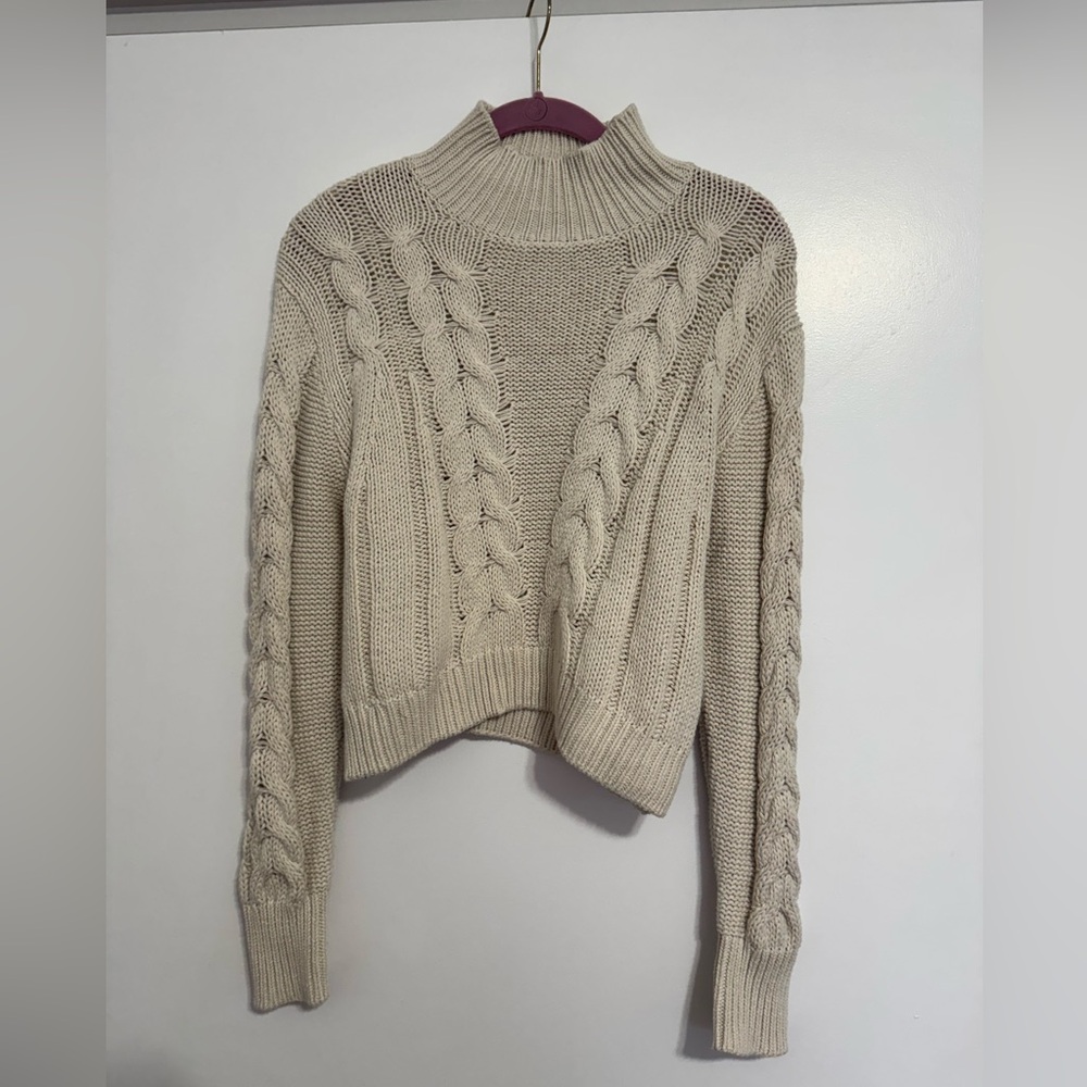 Aeropostale Cream Cable Knit Turtleneck Sweater